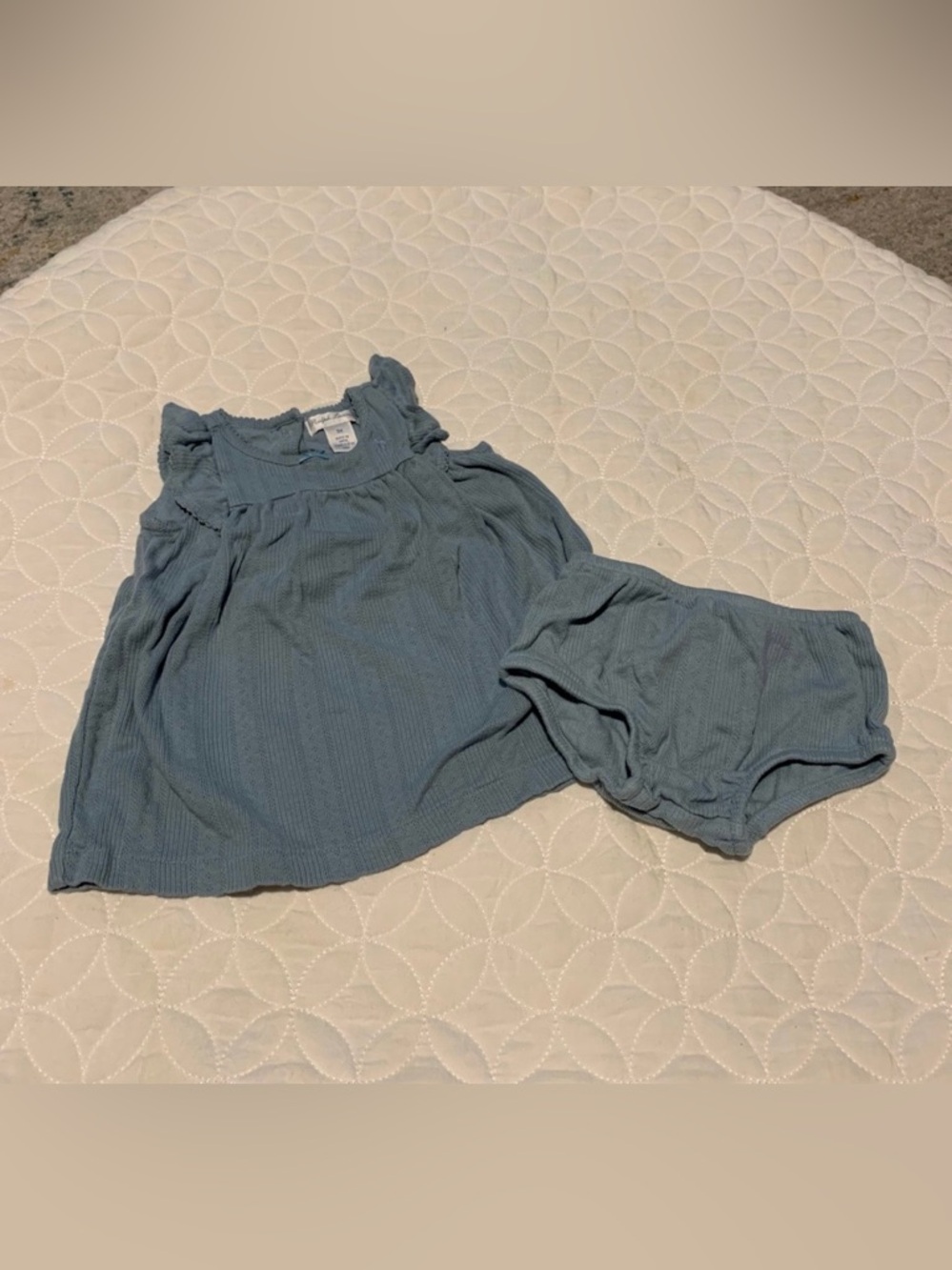 Ralph Lauren Pale Blue Baby Dress & Bloomer Set